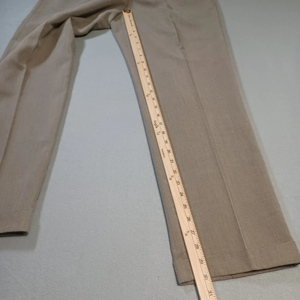 Ivy Crew Classics Mens 32x30 Tan Pleated Micro Check Cuffed Dress Pants Trousers